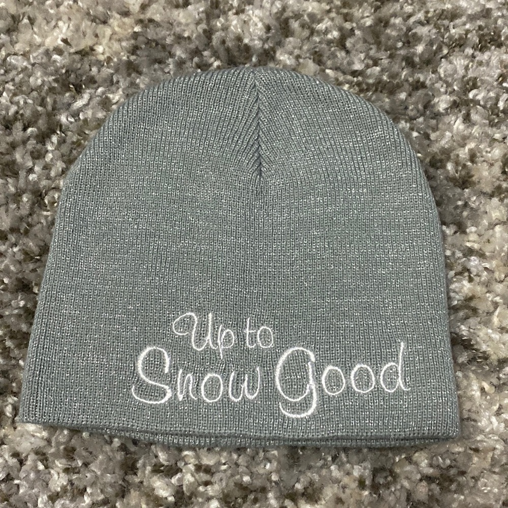 NWOT Ganz Up To Snow Good Gray White Novelty Knit Beanie Hat OS